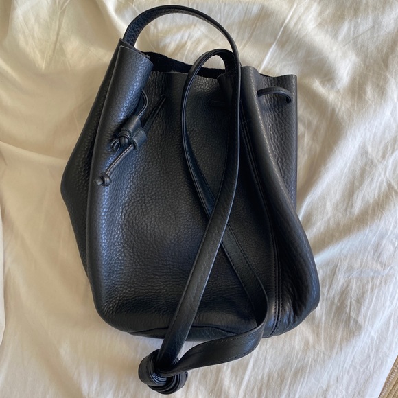 BAGGU Handbags - Baggu black leather drawstring bag
